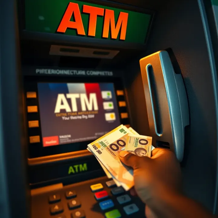 ATM cash dispenser with Nigerian naira banknotes