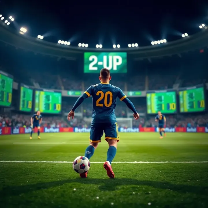 A football match with live odds display highlighting the excitement of betting with 2up on Betpawa