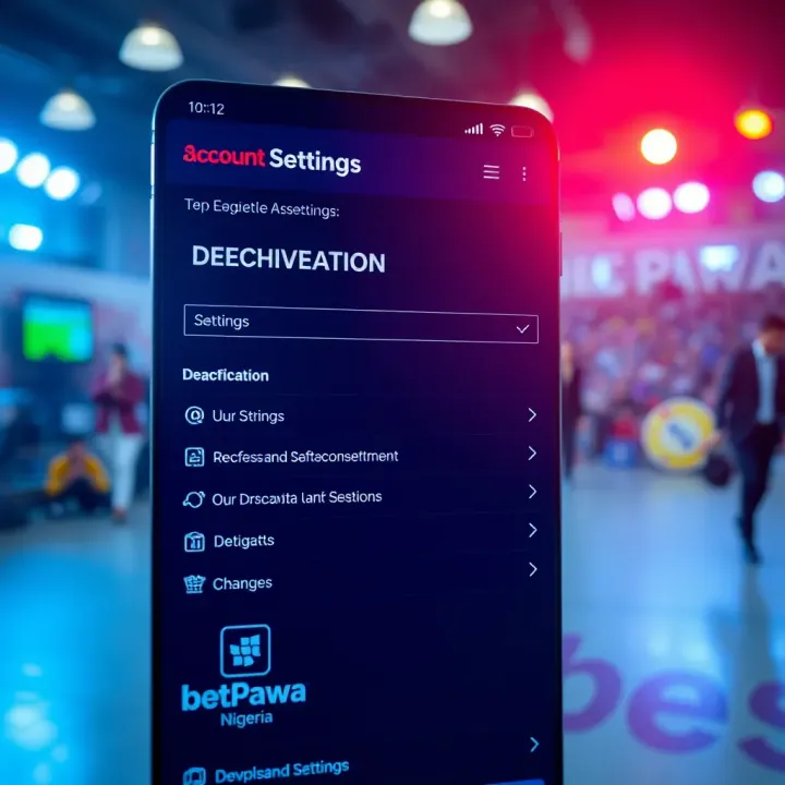 Screenshot of BetPawa account settings menu showing deactivation option