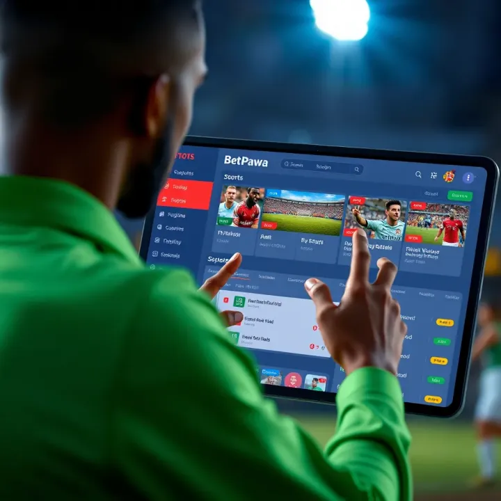 User navigating BetPawa app dashboard showcasing available sports betting options