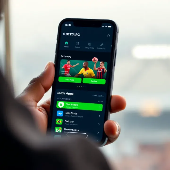 Downloading and Navigating the Betpawa App in Ghana Smartphone displaying the Betpawa app interface with betting options visible