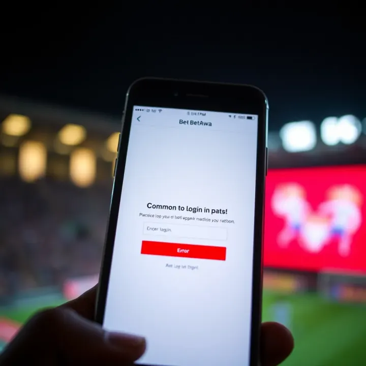 Smartphone displaying BetPawa app login screen with error message