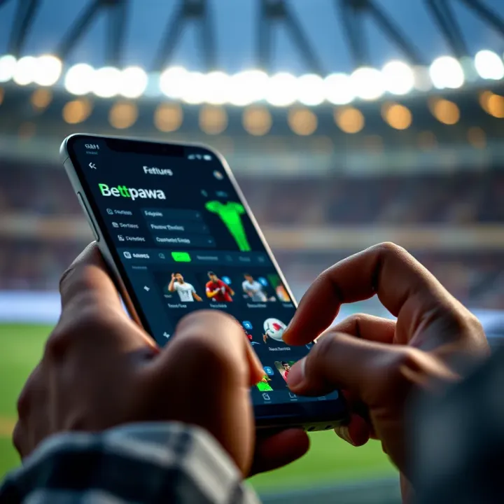 User navigating the Betpawa app interface showing sports betting options