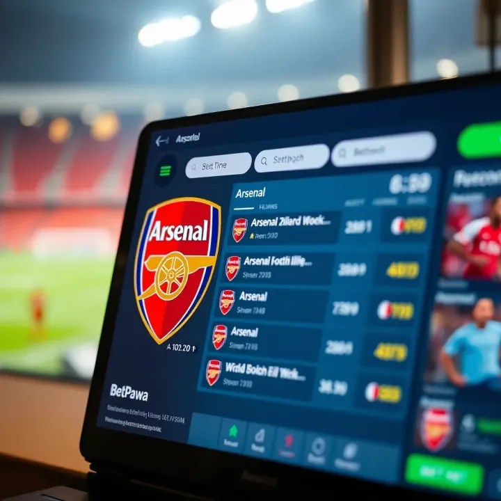 Betpawa website displaying betting options for Arsenal football matches in Nigeria