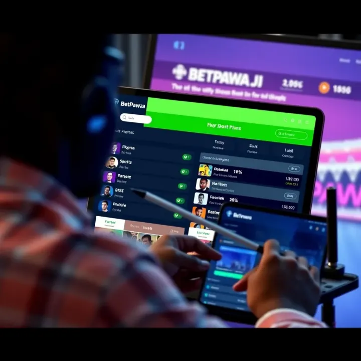 User interacting with BetPawa BJ platform showing sports betting options on digital device