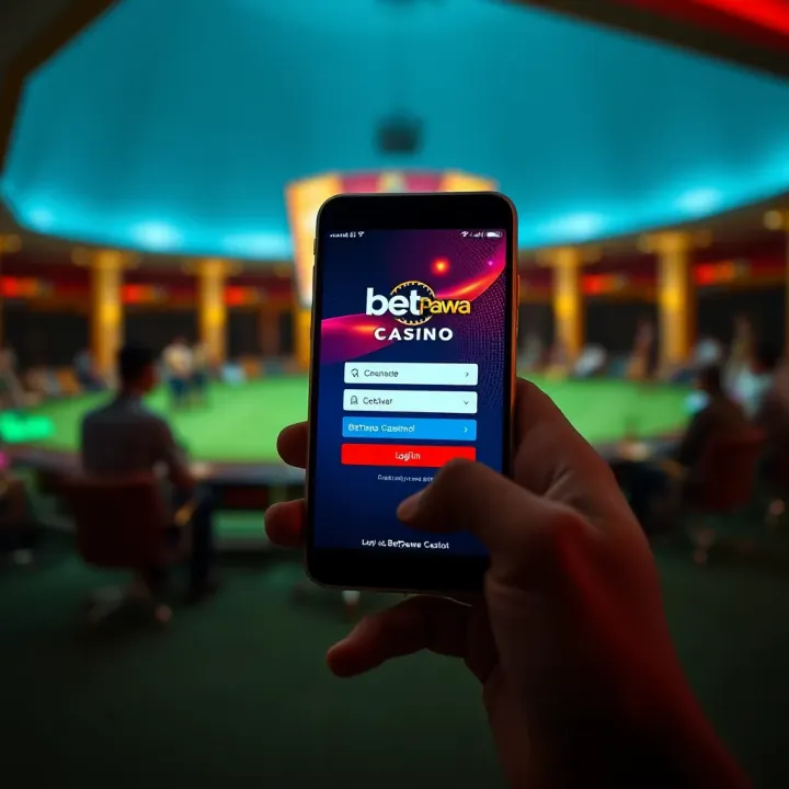 Login screen showing BetPawa Casino interface on mobile device