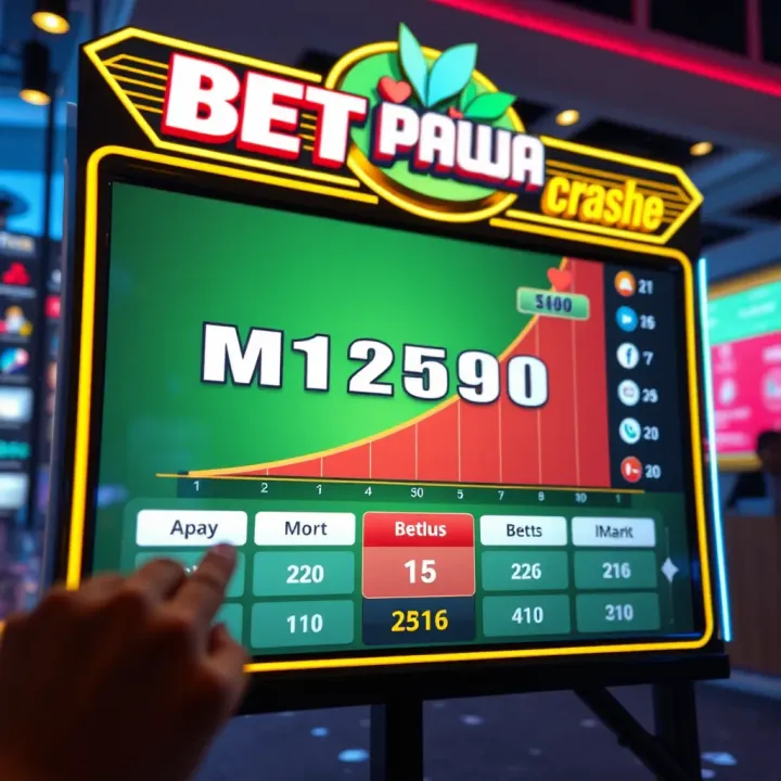 Screenshot showing the Betpawa Crash game interface with rising multiplier curve and betting options