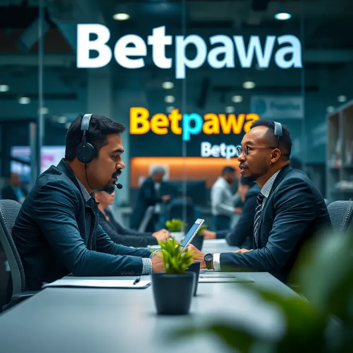 Customer support team assisting clients at Betpawa Lagos office