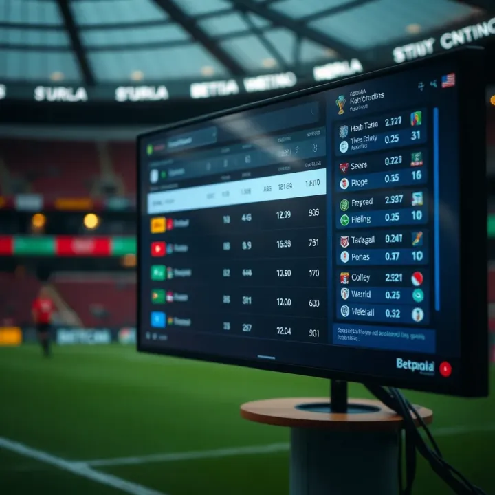 Live football match updates displaying current scores and match timeline on a digital screen