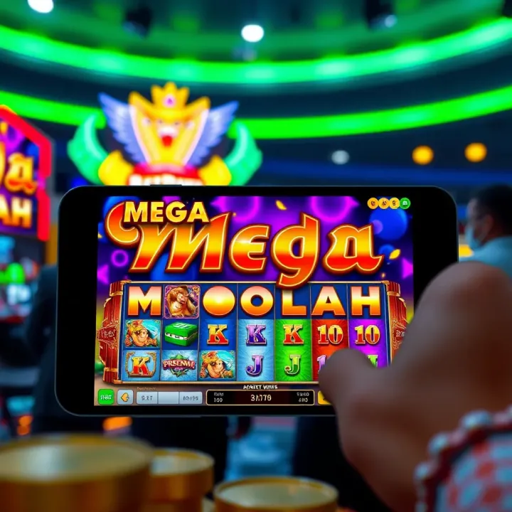 Colorful interface of BetPawa Mega Moolah jackpot game on a digital device