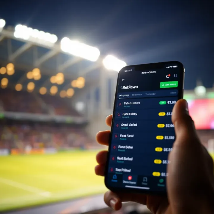 User interface of BetPawa mobile app showing betting options on a smartphone screen