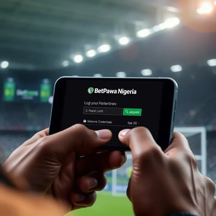 User entering login credentials on BetPawa Nigeria platform on a mobile device