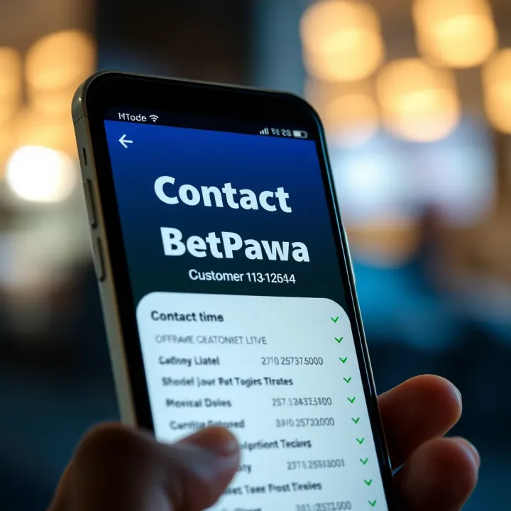 Mobile phone screen displaying official BetPawa contact details for safe communication