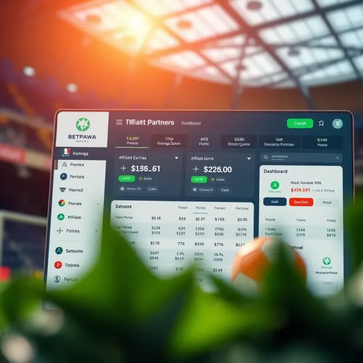 BetPawa Partners APK interface showcasing dashboard with affiliate earnings and referral statistics