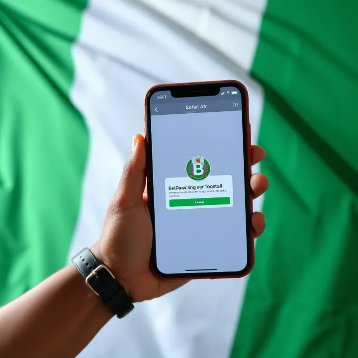 Illustration of mobile device displaying BetPawa Partners app installation progress with Nigerian flag background