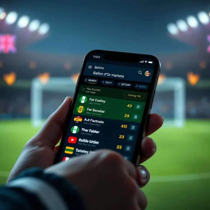BetPawa football betting interface displaying Ballon d'Or markets on mobile screen