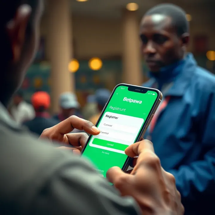 User completing registration on Betpawa platform using a smartphone interface