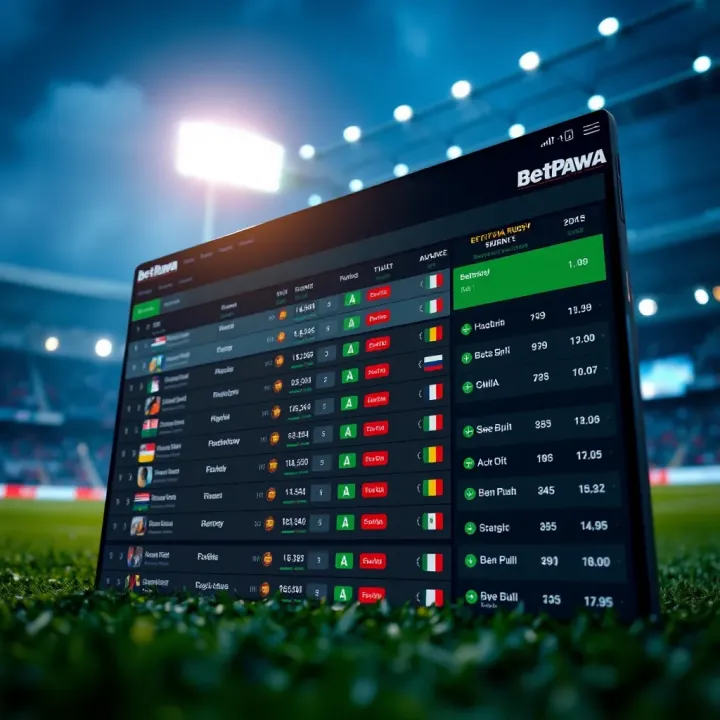 BetPawa platform interface displaying rugby betting options and odds