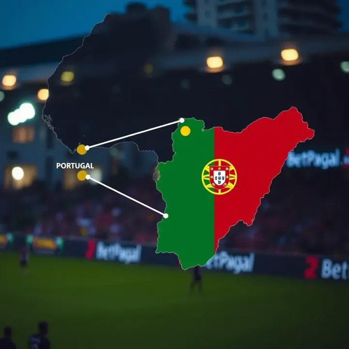Map highlighting Portugal and Nigeria connected through online betting market