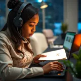 Customer service representative assisting with online sports betting inquiries on a laptop