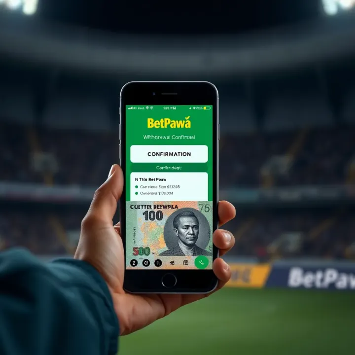 Mobile phone displaying Betpawa withdrawal confirmation with Nigerian currency