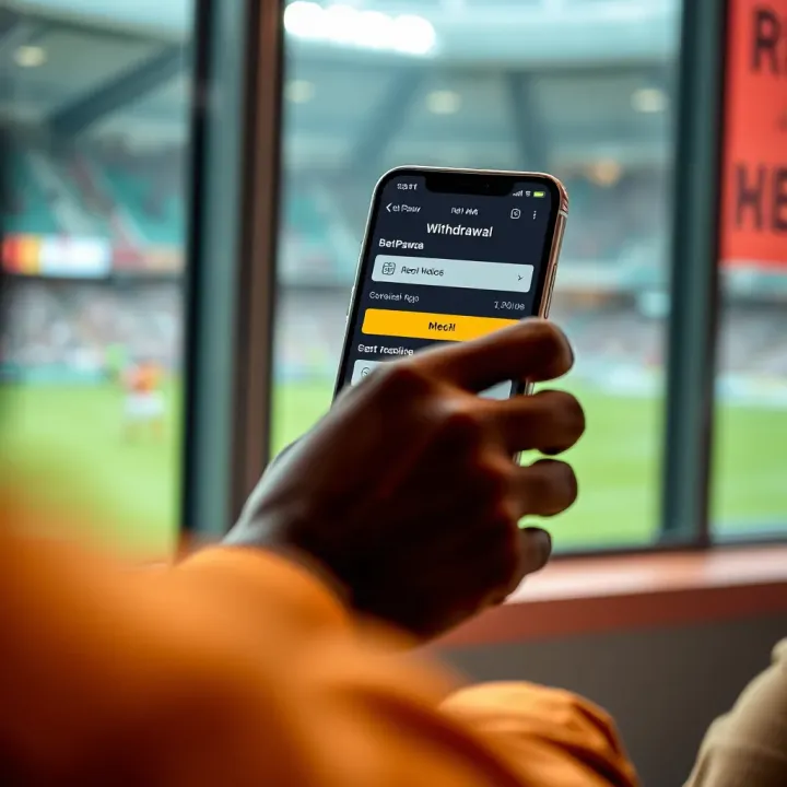User navigating the BetPawa mobile app to access withdrawal options