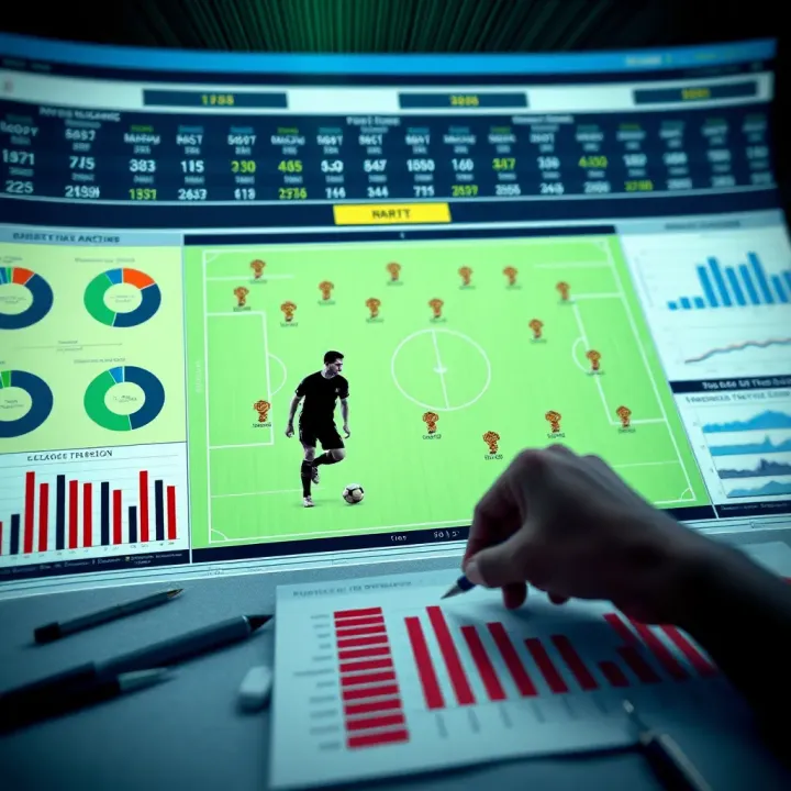 Football match analysis with tactical charts and data visualization