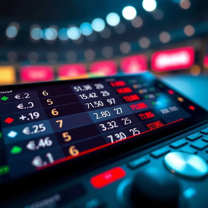 Betting odds displayed on digital device with currency symbols