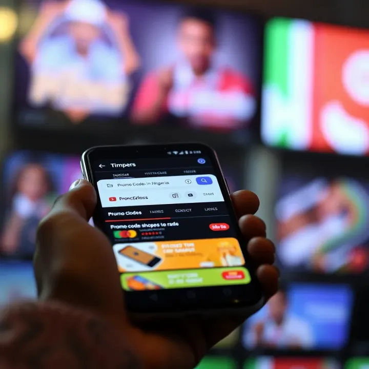A smartphone displaying a popular Nigerian e-commerce website with promo code options visible on the screen