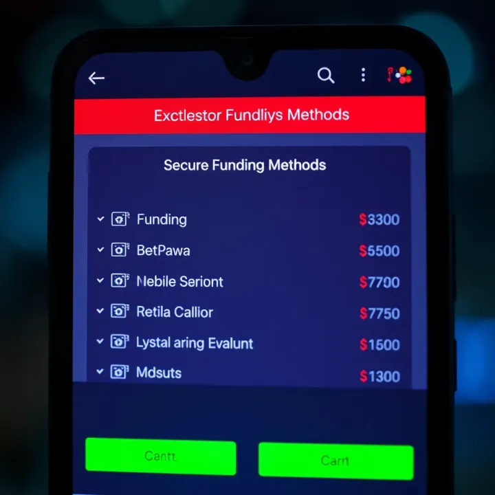 Digital wallet screen showing available funding options for BetPawa account