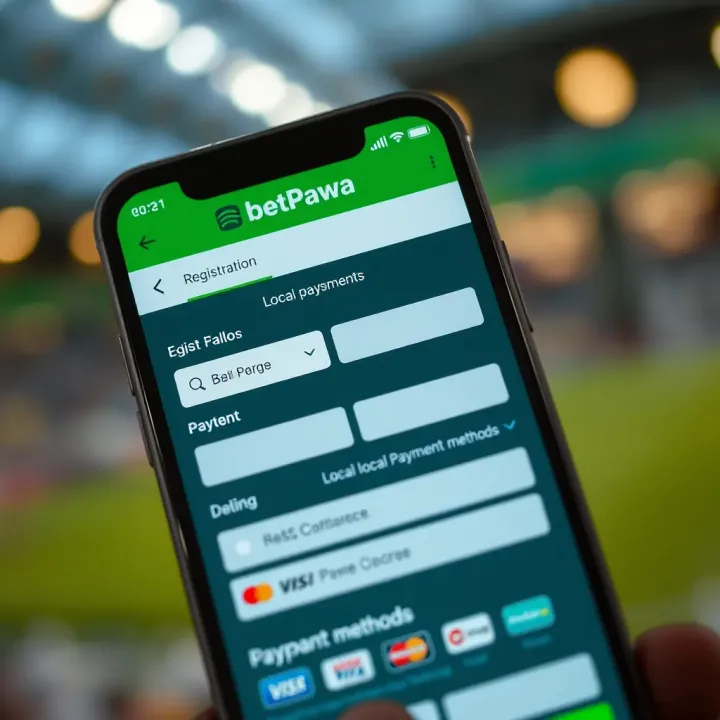 Secure registration screen on BetPawa app showing input fields and local payment method options
