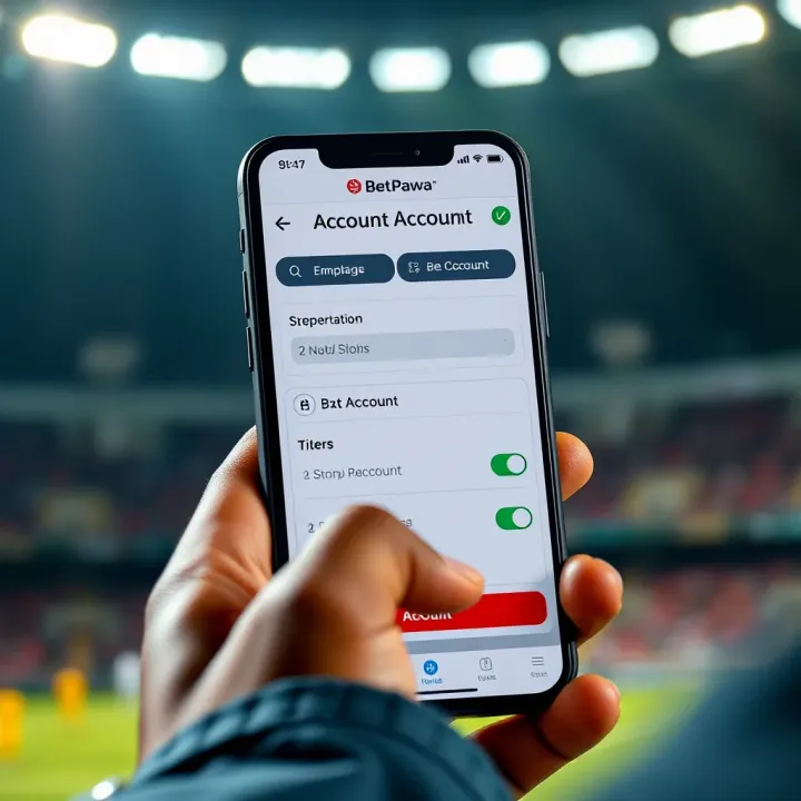 User navigating account setup on BetPawa app with clear options and buttons