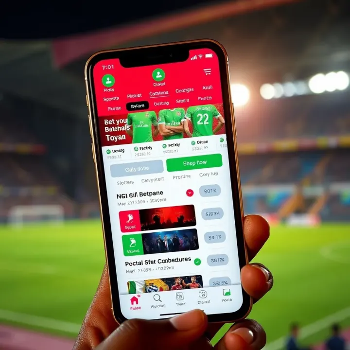 Mobile phone displaying NGR Betpawa app interface with sports betting options