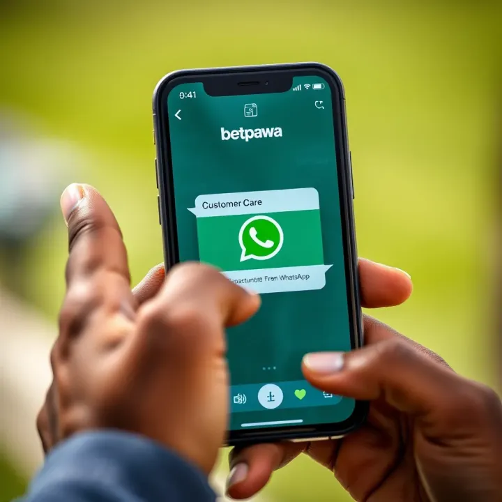 Smartphone displaying Betpawa WhatsApp chat interface