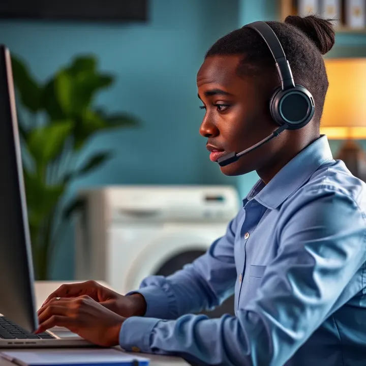 Customer support representative assisting a user through online chat interface