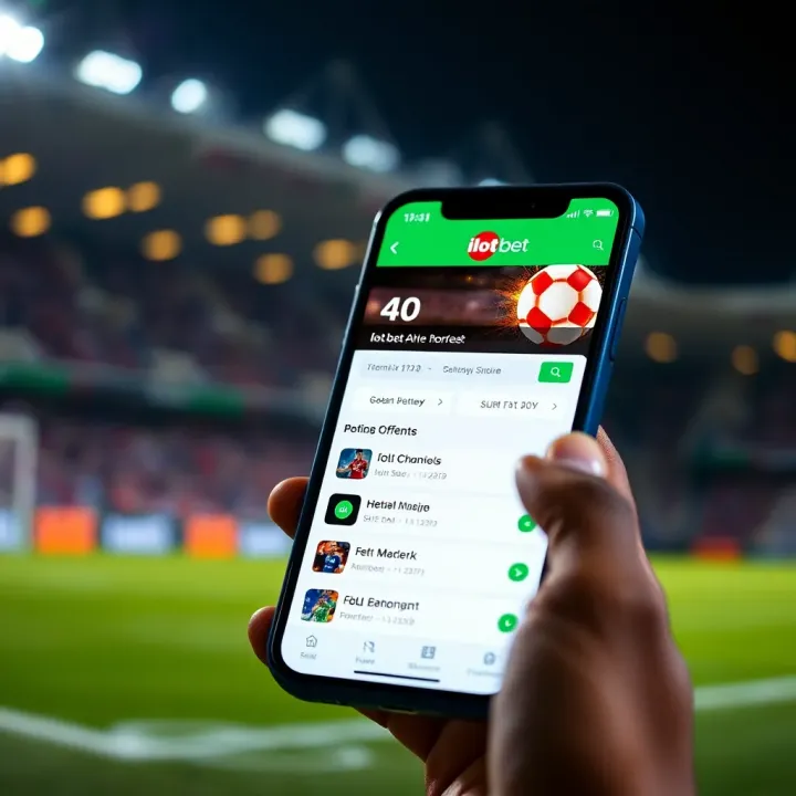 Mobile phone displaying Ilot Bet app interface with betting options