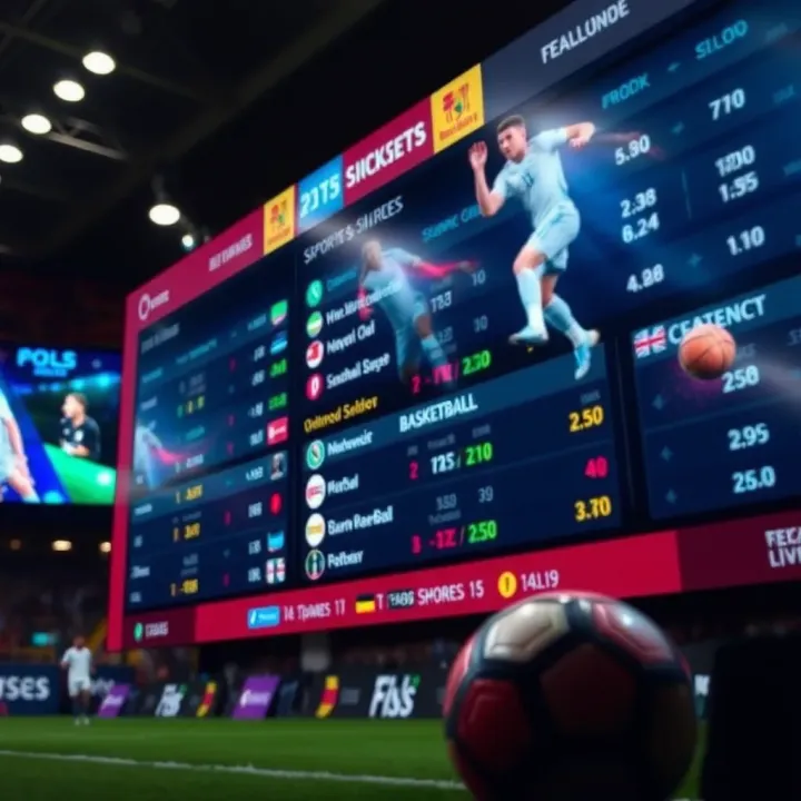 Dynamic live sports betting interface showing real-time odds for football and basketball matches