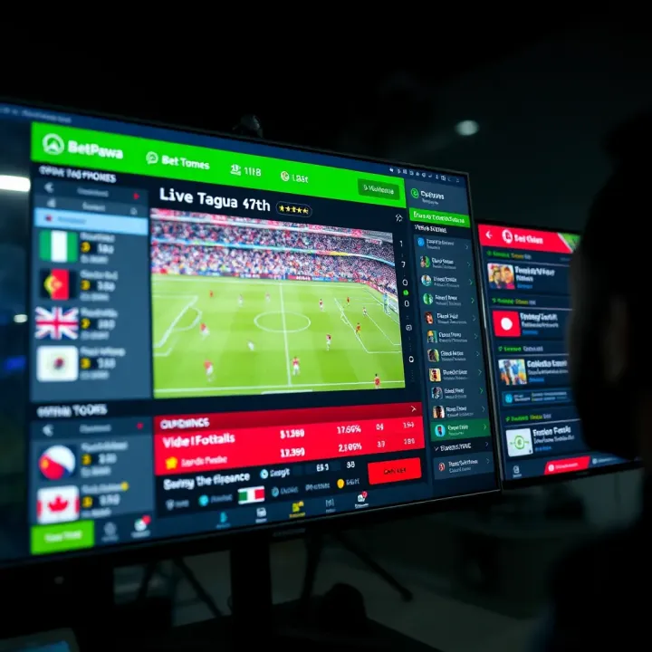Live sports betting interface displaying ongoing football matches with odds and betting options