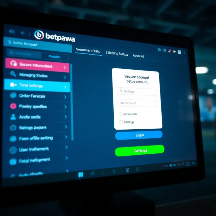 Secure login interface for managing BetPawa betting account with navigation menu for user settings