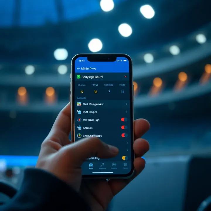 Smartphone showing betting options and account management features on Mlite BetPawa app