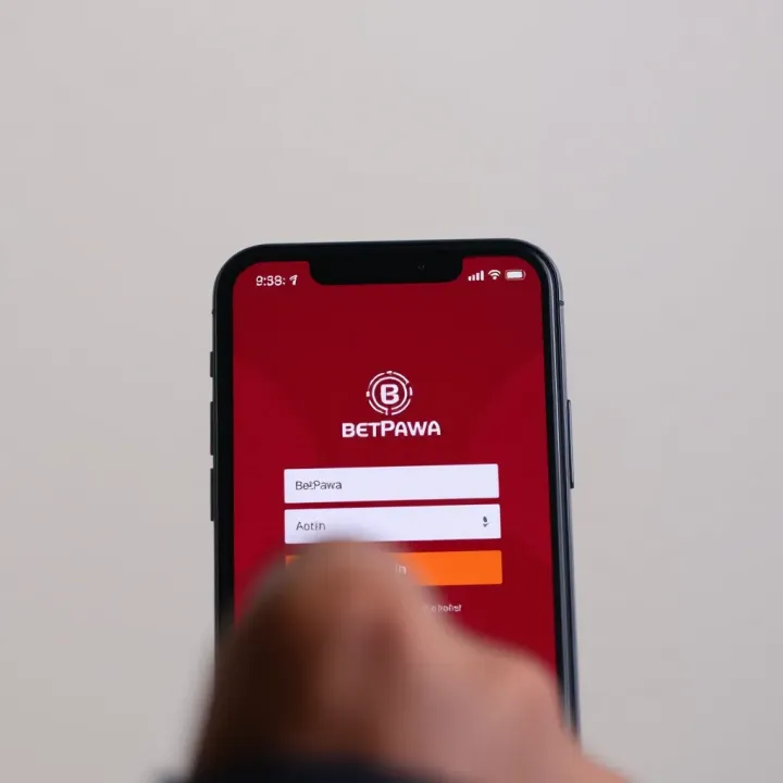 Mobile phone displaying Mlite BetPawa login screen against a neutral background