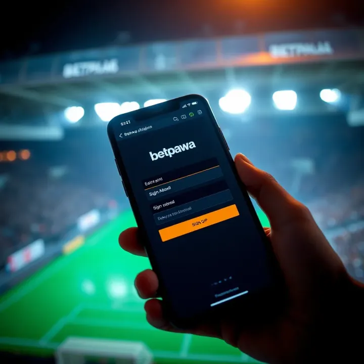 Mobile screen displaying Betpawa old mobile platform with sign up interface