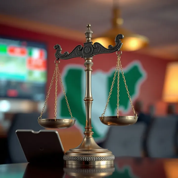 Illustration of Nigerian legal scales symbolizing the online sports betting regulatory environment