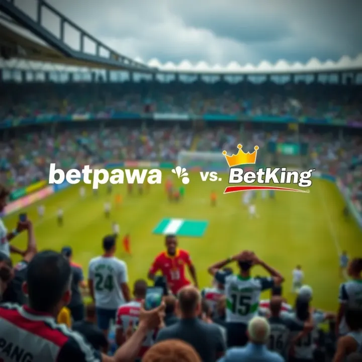 Illustration of Nigerian sports betting market with Betpawa and BetKing logos and payment icons