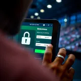 User entering credentials to access BetPawa platform on a secure device