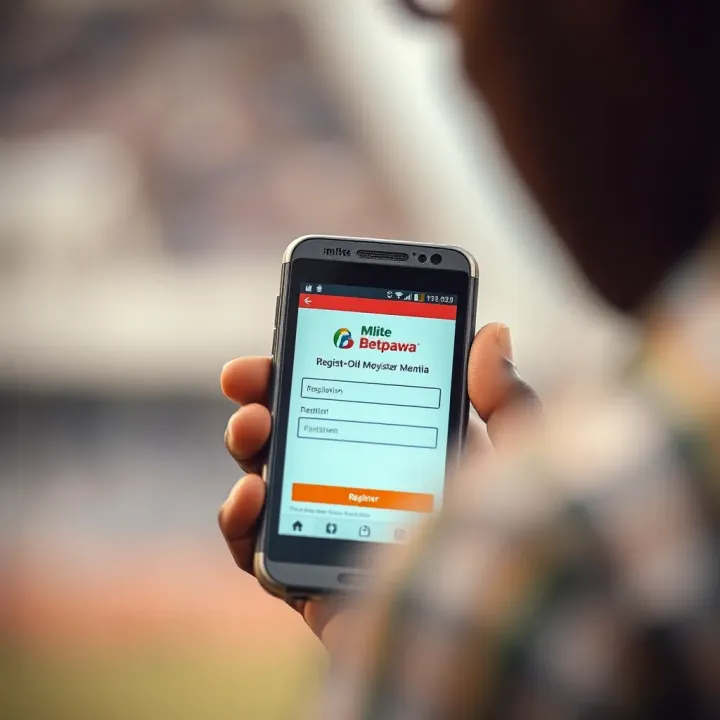Registering an Old Mobile Device on Mlite Betpawa in Nigeria Old mobile phone displaying the Mlite Betpawa registration page on screen