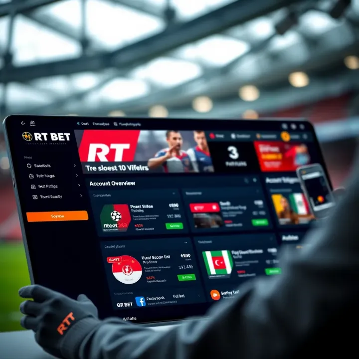 Dashboard displaying RT Bet account overview and promotional offers