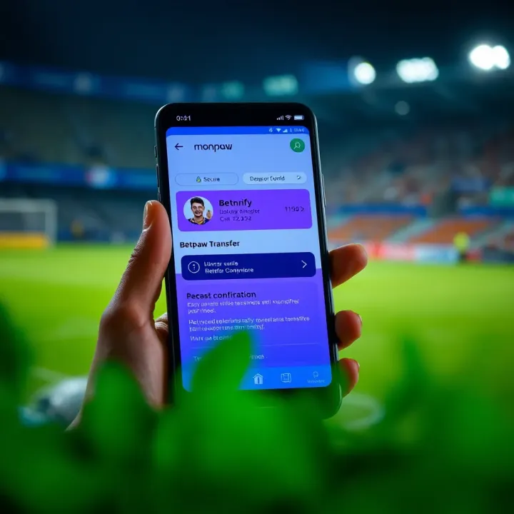 Secure mobile transaction confirmation showing successful Betpawa fund transfer via Monnify