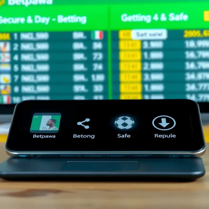 Secure online sports betting on Betpawa platform with Nigerian currency and safe transaction icons