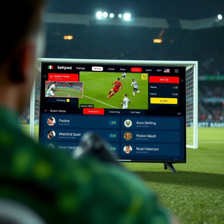Soccer match live stream interface on Betpawa platform showing real-time game action and live betting options
